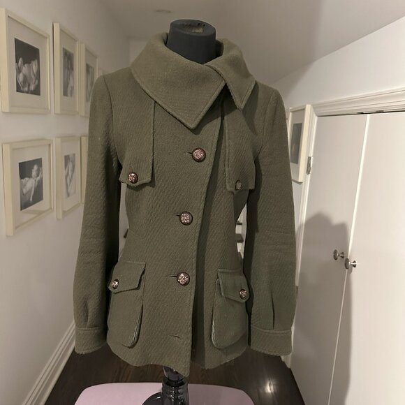 Mackage Military Green Wool Blend Coat – Size M - Picture 1 of 12